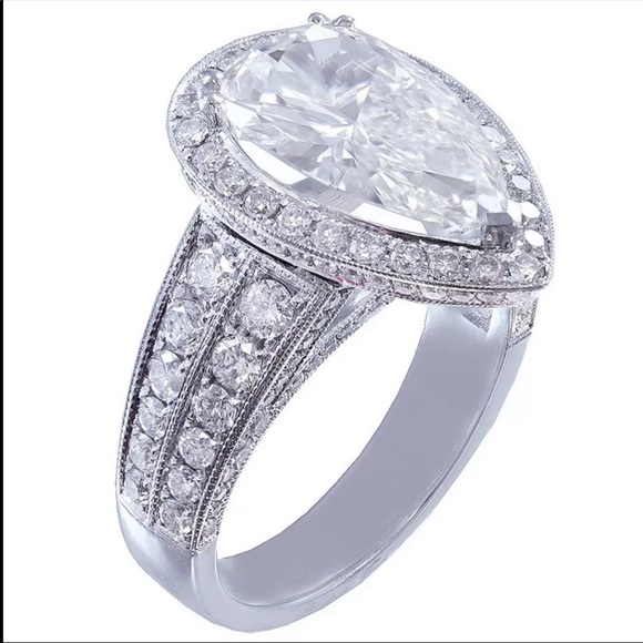 New Luxury 925 Silver Diamond Pear Cut Ring 💍 - Picture 3 of 5
